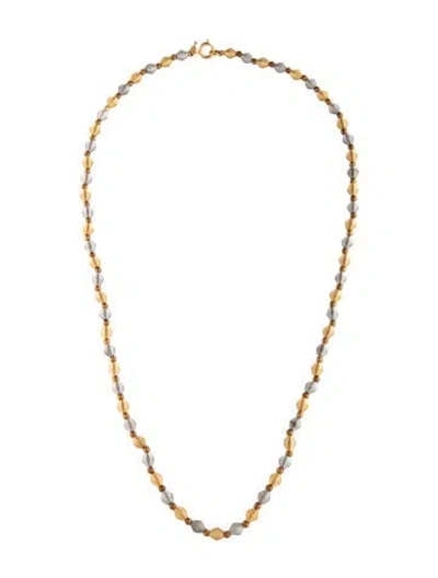 Pre-owned Trifari Two-tone Beaded Necklace, 24" In Multicolor