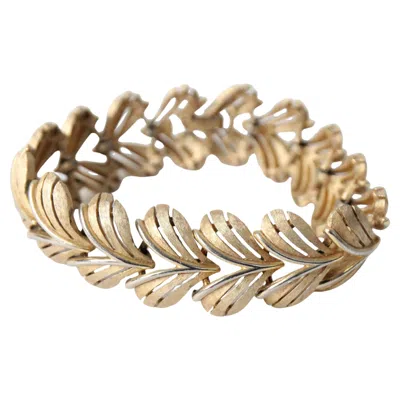Pre-owned Trifari Vintage 1950's Brushed Gold Leaf  Link Bracelet 1950s  Jewellery In Multi