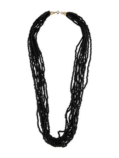 Pre-owned Trifari Vintage Beaded Multistrand Necklace, 25" In Black