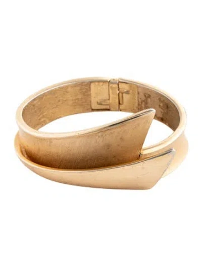 Pre-owned Trifari Vintage Brushed Hinged Cuff Bracelet, 6" In Multicolor