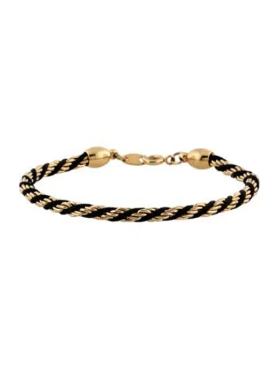 Pre-owned Trifari Vintage Cord Twist Link Bracelet, 6.75" In Black