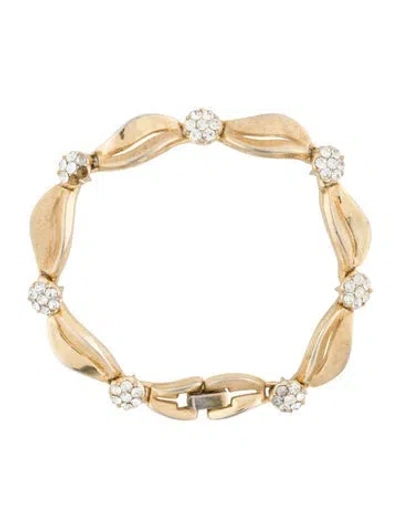 Pre-owned Trifari Vintage Crown Rhinestone Link Bracelet, 6.75" In Multi