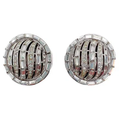 Pre-owned Trifari Vintage Crown  Art Deco Wingback Earrings 1940s In Multi