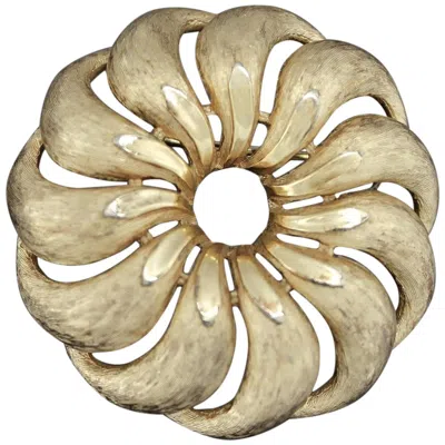 Pre-owned Trifari Vintage Crown  Gold-tone Pinwheel Brooch In Sand
