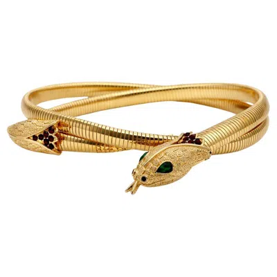 Pre-owned Trifari Vintage Crown  Jewelled Snake Belt Rare 1960s In Sand