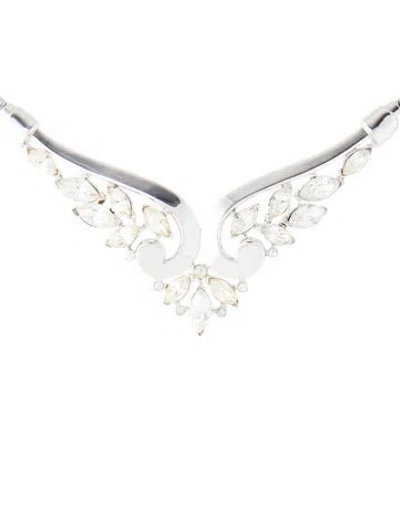 Pre-owned Trifari Vintage Crystal Collar Necklace, 15" In Transparent
