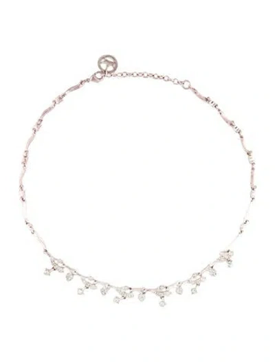 Pre-owned Trifari Vintage Crystal Floral Cluster Collar Necklace, 17.5" In Clear