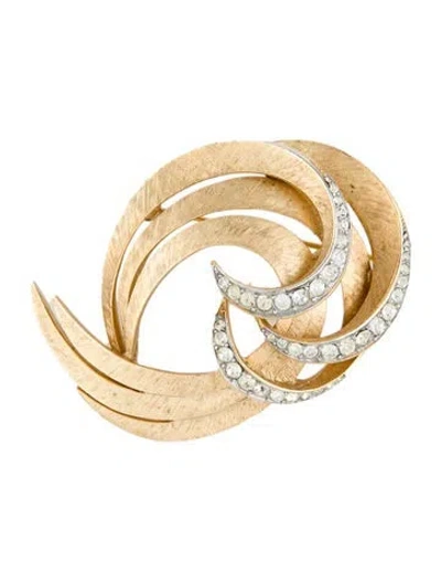 Pre-owned Trifari Vintage Crystal Swirl Pin Brooch In Multi