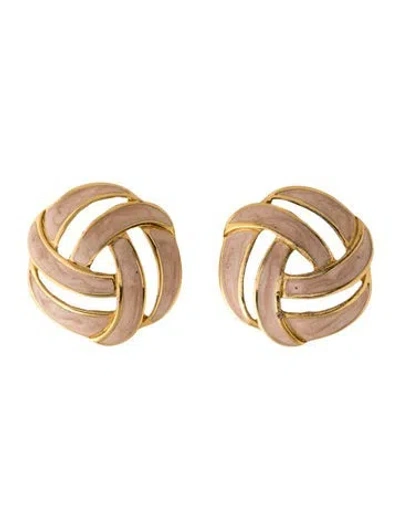 Pre-owned Trifari Vintage Enamel Clip-on Earrings In Pink
