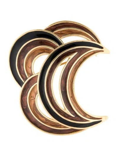 Pre-owned Trifari Vintage Enamel Crescent Pin Brooch In Multi