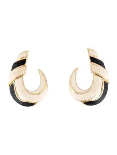 Pre-owned Trifari Vintage Enamel Fish Hook Clip-on Drop Earrings In Multicolor