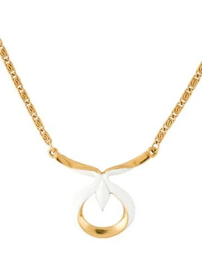 Pre-owned Trifari Vintage Enamel Pendant Necklace, 15" In Multi