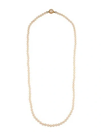 Pre-owned Trifari Vintage Faux Pearl Bead Strand Necklace, 30" In White