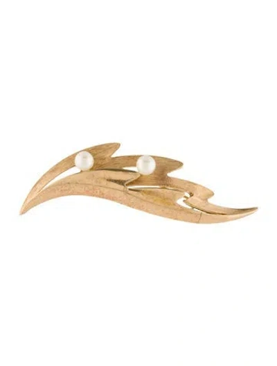 Pre-owned Trifari Vintage Faux Pearl Brooch In Multi