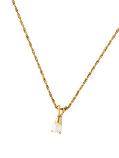 Pre-owned Trifari Vintage Faux Pearl Pendant Necklace, 15.75" In Multicolor