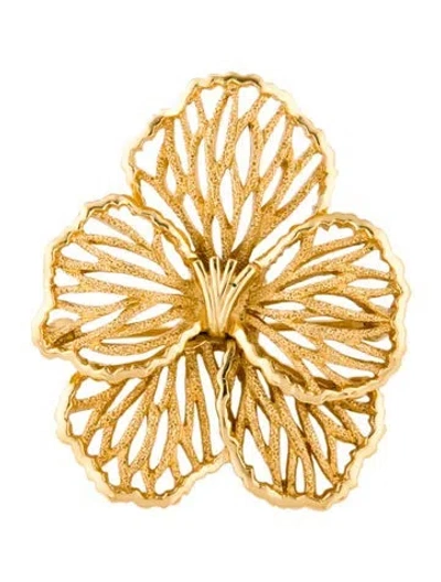 Pre-owned Trifari Vintage Flower Textured Pin Brooch In Multi