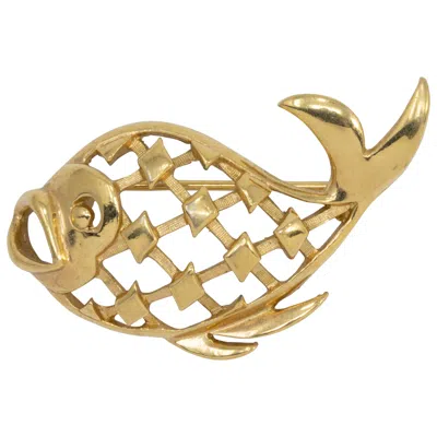 Pre-owned Trifari Vintage Gold Fish Nautical Pin Brooch In Brown
