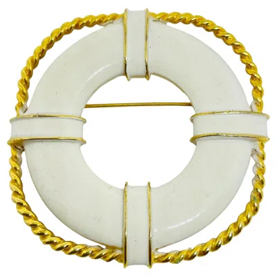 Pre-owned Trifari Vintage Gold Tone Enamel Nautical Massive Designer Brooch In Multi