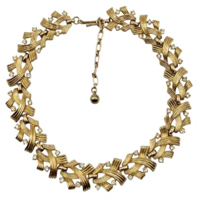 Pre-owned Trifari Vintage Gold-tone Leaf Collar Necklace In Multiple