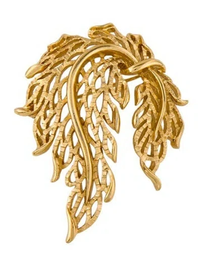 Pre-owned Trifari Vintage Leaf Brooch Pin In Multicolor