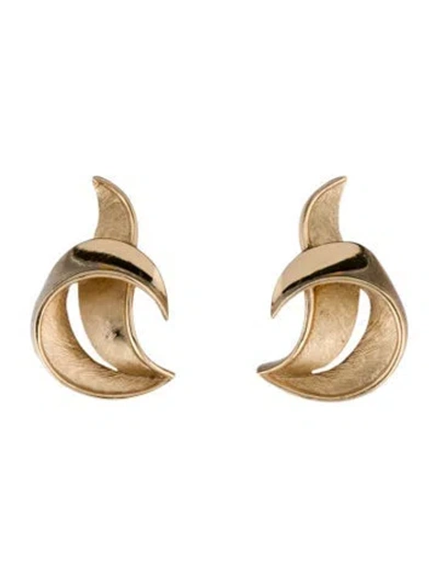 Pre-owned Trifari Vintage Leaf Clip-on Earrings In Multi