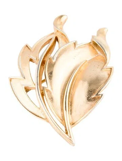 Pre-owned Trifari Vintage Leaf Pin Brooch In Multi