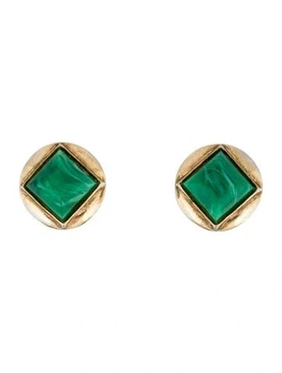 Pre-owned Trifari Vintage Lucite Clip-on Earrings In Green