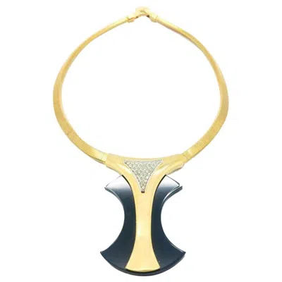 Pre-owned Trifari Vintage Necklace Statement Collar Black & Gold 1970s