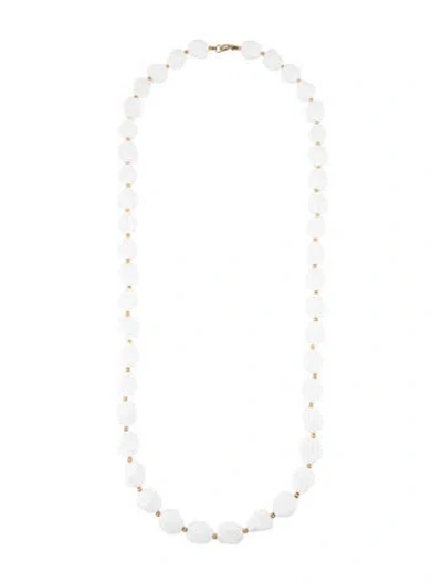 Pre-owned Trifari Vintage Resin Bead Long Strand Necklace, 33" In White