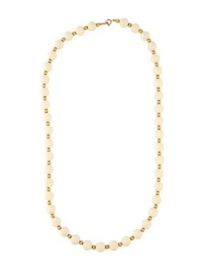 Pre-owned Trifari Vintage Resin Bead Strand Necklace, 23" In White