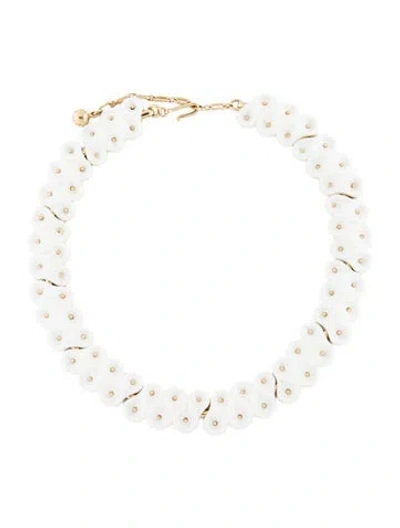 Pre-owned Trifari Vintage Resin Choker Necklace, 12" In White