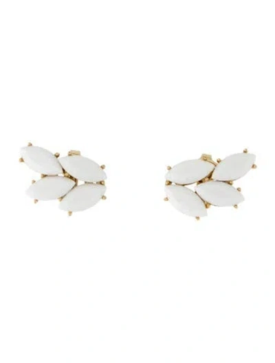 Pre-owned Trifari Vintage Resin Clip-on Earrings In White