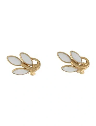 Pre-owned Trifari Vintage Resin Clip-on Earrings In White