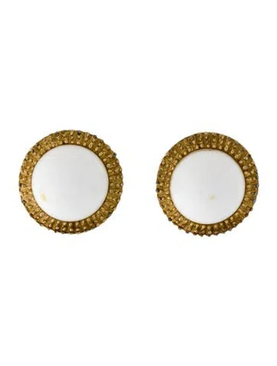 Pre-owned Trifari Vintage Resin Clip-on Earrings In White