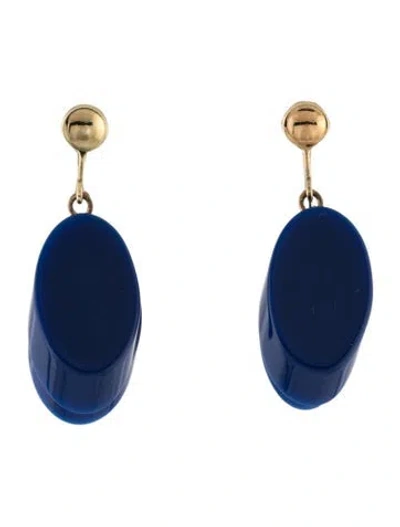 Pre-owned Trifari Vintage Resin Drop Clip-on Earrings In Blue