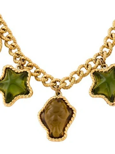 Pre-owned Trifari Vintage Resin Multi Pendant Chain Necklace, 17.5"
