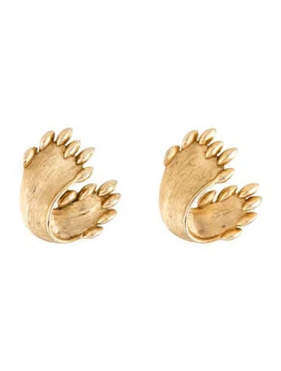 Pre-owned Trifari Vintage Textured Clip-on Earrings In Multi