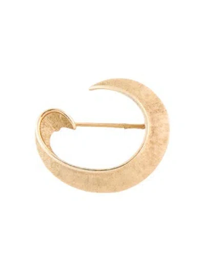 Pre-owned Trifari Vintage Textured Curved Pin Brooch In Multi