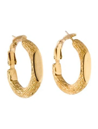 Pre-owned Trifari Vintage Textured Hoop Clip On Earrings In Multi