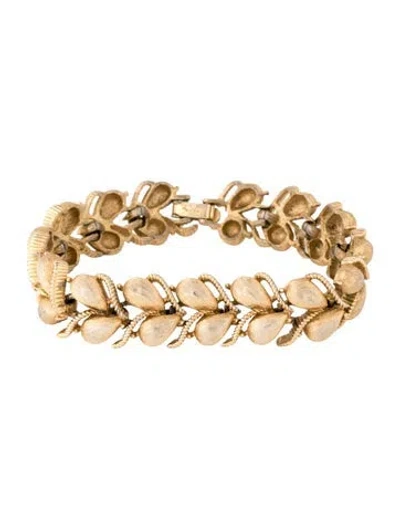 Pre-owned Trifari Vintage Textured Link Bracelet, 6.5" In Multicolor