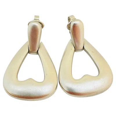 Pre-owned Trifari Vintage  Crown Matte Silver Door Knocker Designer Runway Clip On Earrings In Multi