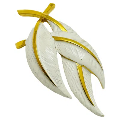 Pre-owned Trifari Vintage  Crown Signed Gold Tone Enamel Designer Brooch In Multi