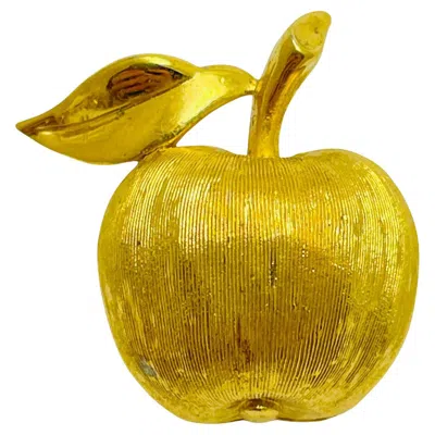 Pre-owned Trifari Vintage  Crown Signed Gold Tone Small Apple Designer Brooch In Multi