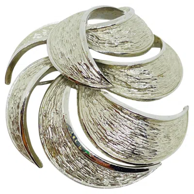 Pre-owned Trifari Vintage  Crown Signed Silver Tone Designer Brooch In Multi