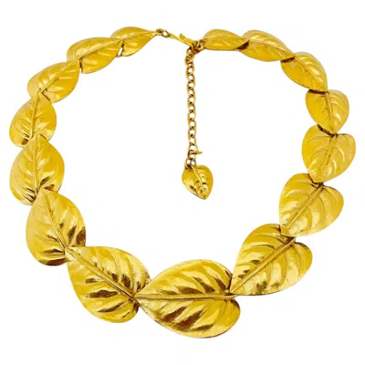 Pre-owned Trifari Vintage  Gold Leaf Modernist Designer Runway Necklace In Multi