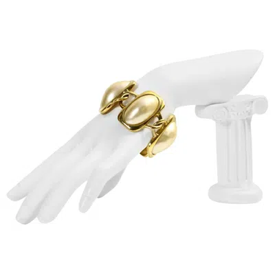 Pre-owned Trifari Vintage  Gold Tone Faux Pearl Bracelet, Classic Design, 1980 In Multi