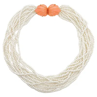 Pre-owned Trifari Vintage  Pearl Torsade Necklace 1980s In Multi