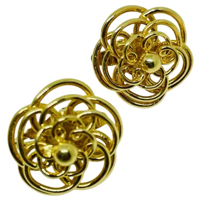 Pre-owned Trifari Vintage  Signed Gold Tone Designer Clip On Earrings In Multi