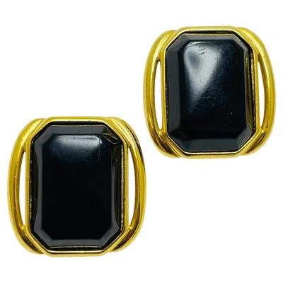 Pre-owned Trifari Vintage  Signed Gold Tone Glass Designer Clip On Earrings In Multi
