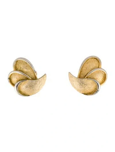 Pre-owned Trifari Vintage Two-tone Clip-on Earrings In Multi